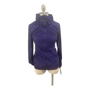 Lululemon Zip Jacket Ruching Thumb Hole Emblem Size 4 Purple